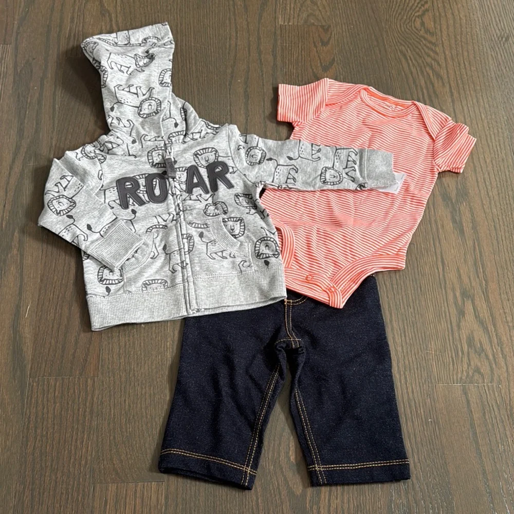 Baby Boy Carter's 3-Piece Roar Little Jacket, Bodysuit & Pants Set - 6M